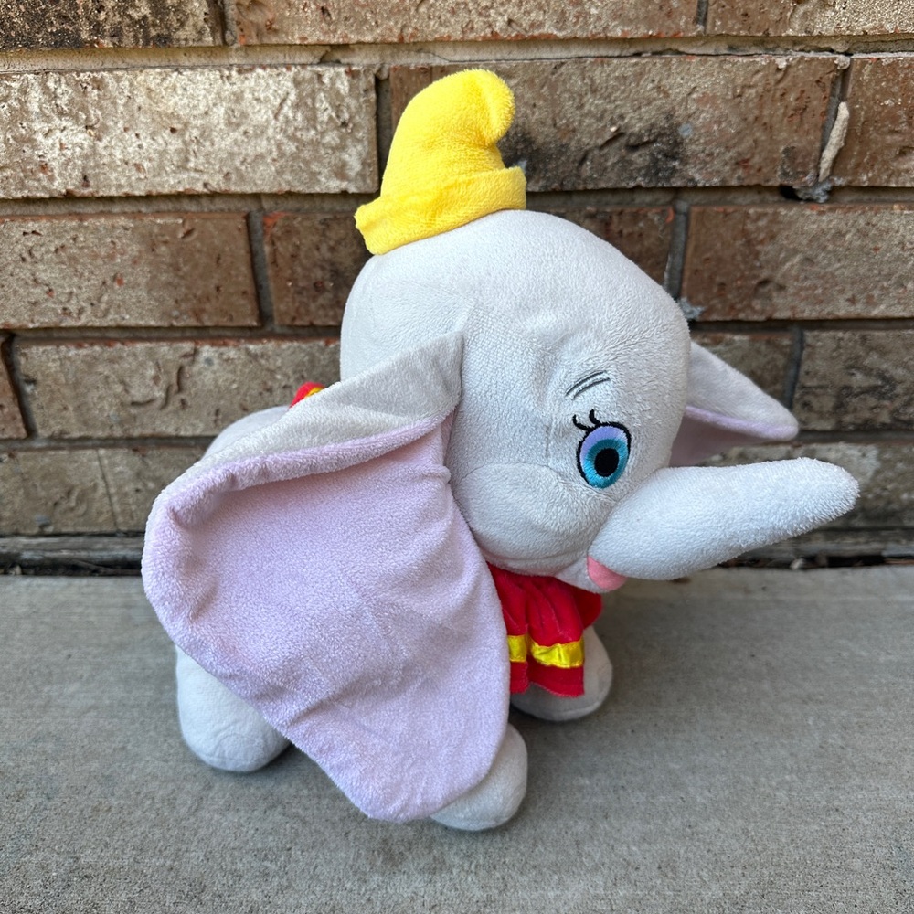Disney Dumbo Plush Flying Elephant Super Soft Stuffed Animal 12” Yellow Hat